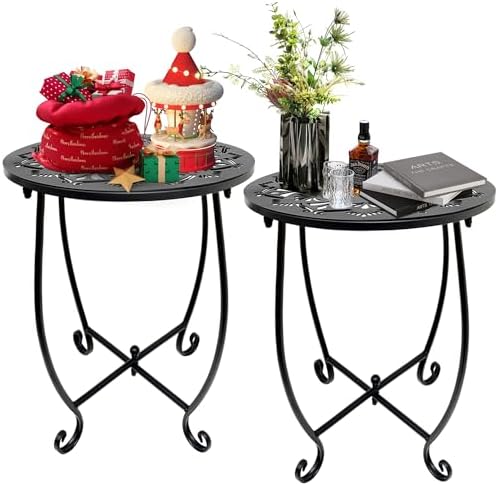 Fashion&cool 2 Pack Outdoor Side Tables, Weather Resistant Metal Outdoor End by Fashion%26cool