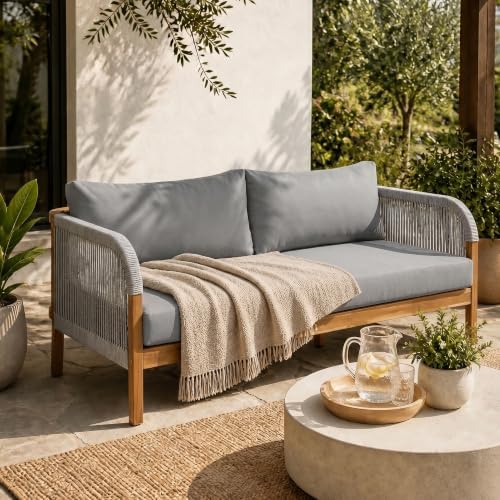 Acacia Wood Patio Couch Sofa by THINK30