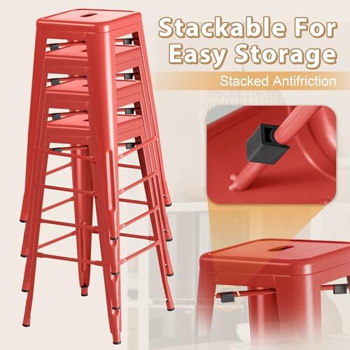 Furmax 30'' Metal Bar Stools Set of 4, Stackable - Image 5