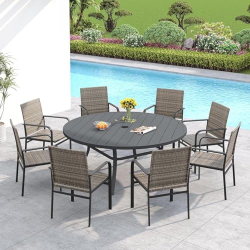 VICLLAX 60" Outdoor Round Patio Dining Table - Image 2