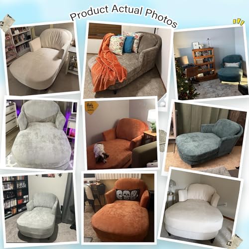 59.8" Chenille Chaise Lounge Chair Indoor Oversized Reading Chair - Image 3