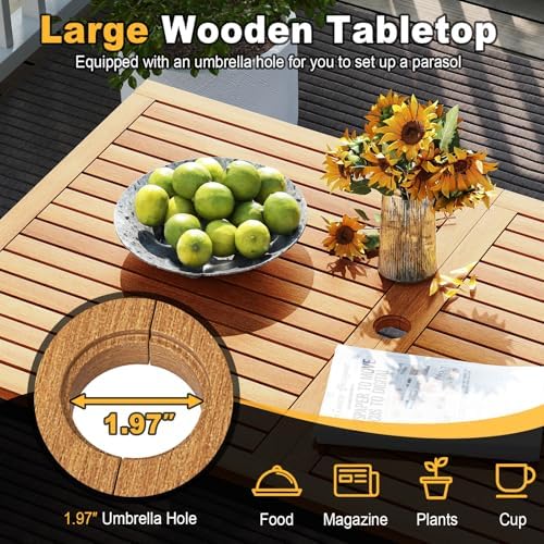 Tangkula 4 Piece Acacia Wood Outdoor Dining Set - Image 5