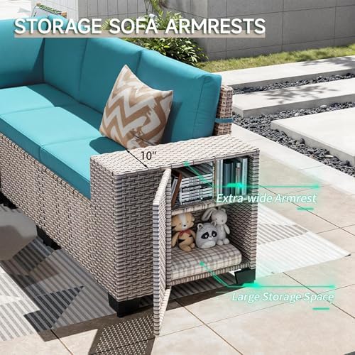 16-Piece Outdoor Patio Furniture Set, Modular Sectional Sofa Set - Image 3