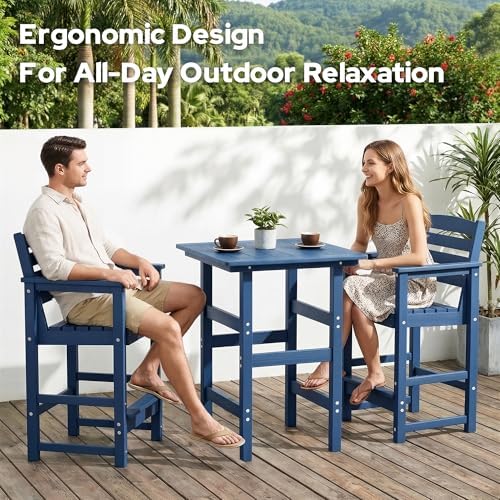 3-Piece Outdoor Bistro Bar Set, HDPE Bar Height Table & Chairs - Image 5