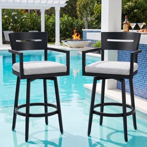 Outdoor Swivel Bar Stools Set of 2, 30 Inch Aluminum Bar Height by Unknown