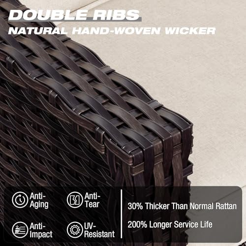 Wicker Patio Chairs Set of 2, Outdoor Rattan Furniture - Image 4
