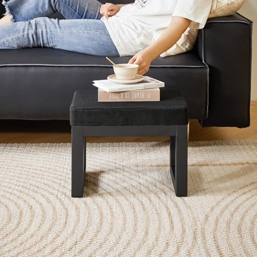 IBUYKE Small Footstool Ottoman, Linen Fabric Footrest - Image 6