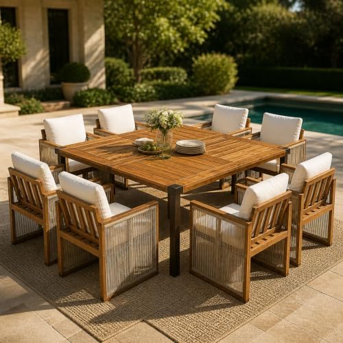 Christopher Knight Home Anna Acacia Wood Outdoor Dining Table Set by ChristopherKnightHome