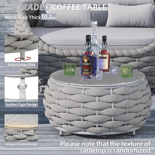 TWT Patio Furniture Set-5 Pieces Aluminum Sectional Sofa, Light Grey - Image 4