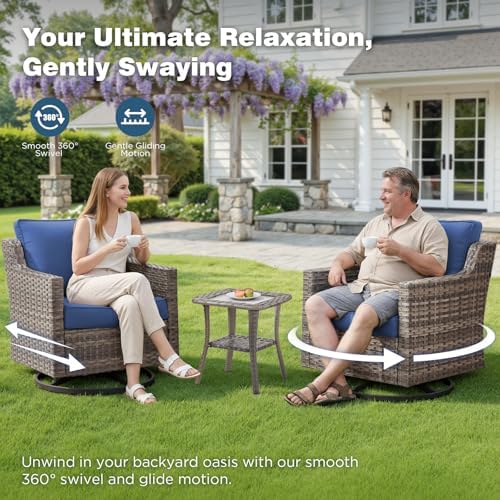 Patio Wicker Swivel Rocker Patio Chairs - Image 3