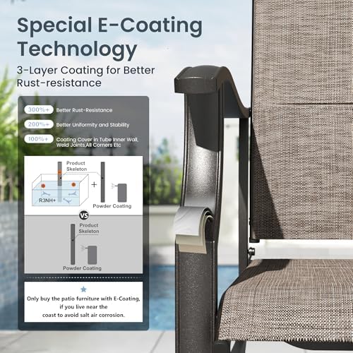 PHI VILLA Outdoor Dining Set for 8, Expandable Patio Table & Swivel Chairs - Image 7