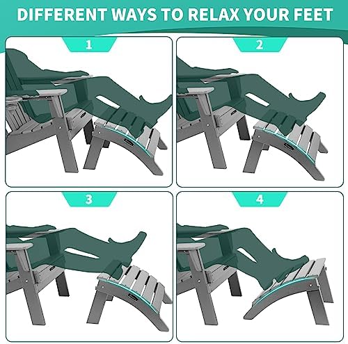 Folding Adirondack Ottoman Set of 2, Outdoor Foot Rest, Patio Footstool - Image 6