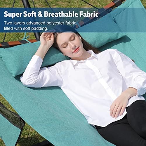 12FT 2 Person Hammock with V Shaped Spreader Bar -Lake Blue - Image 2