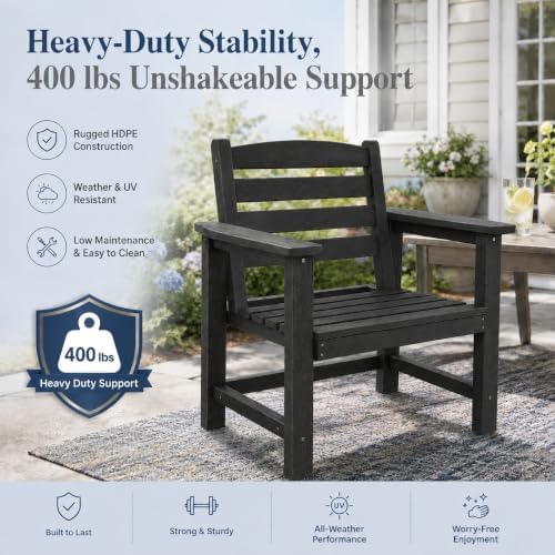 Patio Dining Chairs Set of 2, All-Weather HDPE Outdoor Dining Chair - Image 4