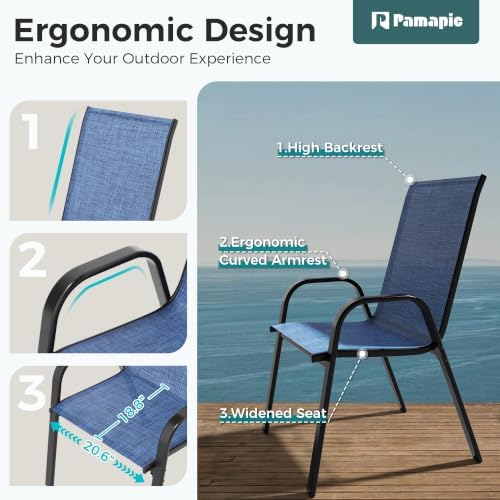 Pamapic Outdoor Dining Sets for 6, Rectangular Steel Slat Table - Image 6