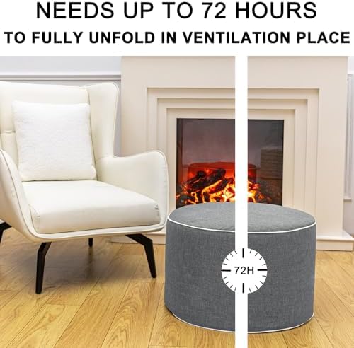 Patio Outdoor Ottoman, Round Pouf Footstool - Image 4