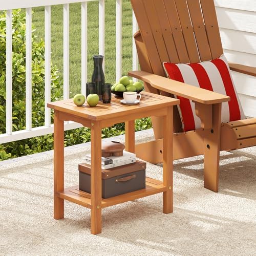 Tangkula Outdoor Side Table, 2-Tier Patio End Table - Image 4