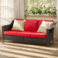 Patio Sofa - 3 Seater Rattan Sofa, All Weather High Back Sofa, Upgraded Large by Joyside