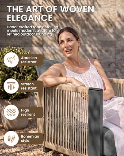 Vexwalx Luxury Patio Furniture Set, 4-Piece Curved Outdoor Furnitrue Set - Image 2