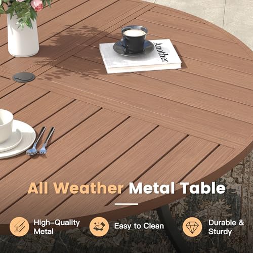 7 Pieces Outdoor Dining Set, Stackable Textilene Paito Chairs & 47.1" Round - Image 6