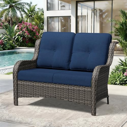 Wicker Patio Loveseat, 2 Seat Outdoor Couch - Image 2