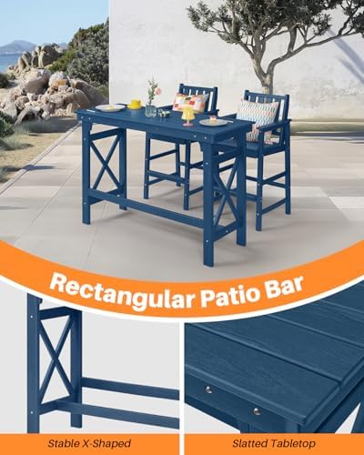 HDPE Outdoor Bar Table, Outdoor Counter Height Table Adirondack Patio Bar - Image 6