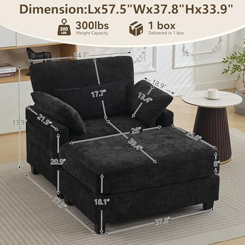 57.5" Oversized Chenille Chair - Image 2