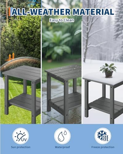 Adirondack Outdoor Side Table 18”x15“, HDPE 2-Tier Patio End Table - Image 5