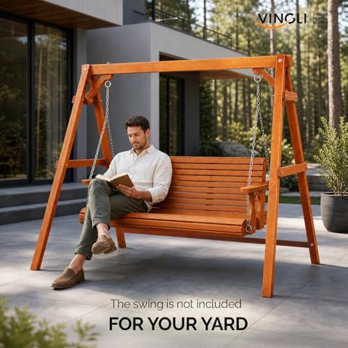 VINGLI 6.9FT Wooden Porch Swing Frame - Image 6