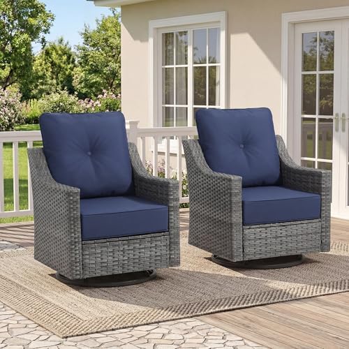 2 Piece Patio Furniture Set, Outdoor Swivel Rocker Chairs Set of 2, High Back by Domvaranique