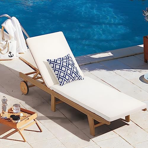 Patiorama Patio Acacia Wood Chaise Lounge Chair, Pool Chair by Patiorama