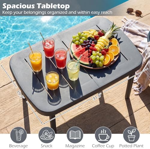Tangkula Outdoor Coffee Table, Patio Tea Side Table - Image 7