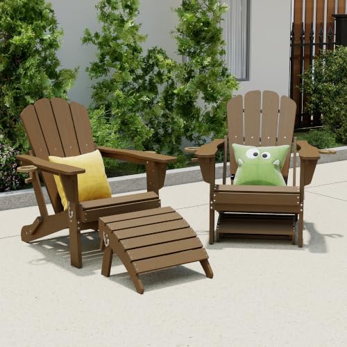 Domi Adirondack Ottoman Footstool, HDPE Outdoor Ottoman Foot Rest - Image 2