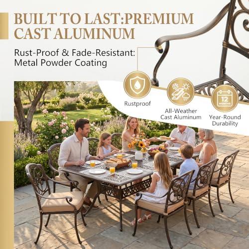9-Pcs Cast Aluminum Patio Dining Set - Image 4