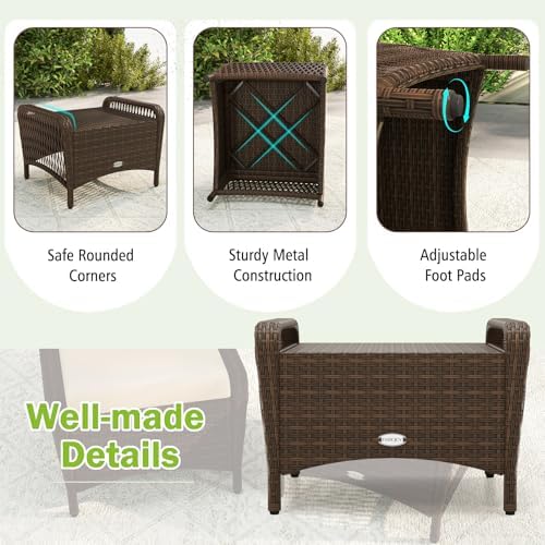 RELAX4LIFE 2-Piece Wicker Outdoor Ottoman - Image 7
