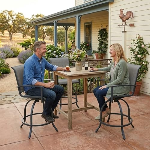 Kozyard Outdoor Swivel Bar Stools Set of 2 - Image 6