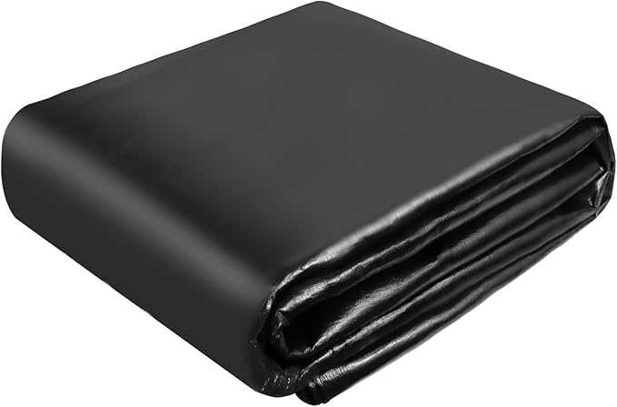 TEZONG Pond Liner,5x8Ft Pond Liners for Outdoor,28Mil PE Black Koi Fish Pond Liners,Reinforced Pond Underlayment for Water Garden,Waterfall,Fountain