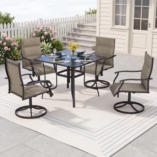 Patio Table and Chairs Set, Outdoor Table and Chairs, Padded Brown - Image 2
