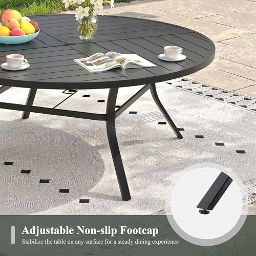 11 Pieces Outdoor Dining Set, Stackable Textilene Paito Chairs & 63.1" Round - Image 6
