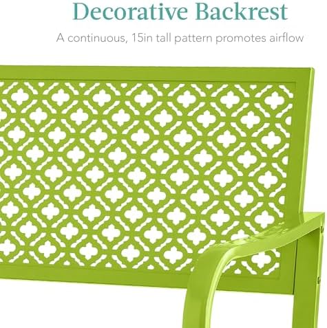 Best Choice Products Outdoor Bench 2-Person Metal Steel Benches Furniture - Image 5