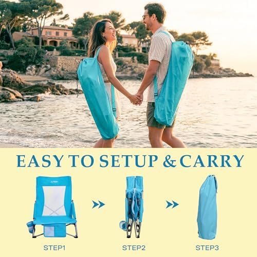 Low Folding Beach Chairs for Adults, Portable Lightweight Sling Beach Camping - Image 5