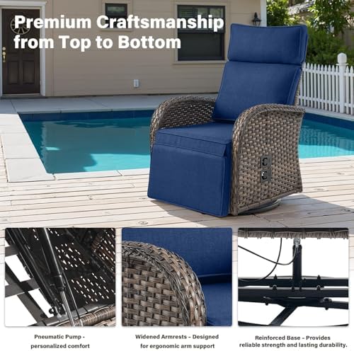 Dual-Adjust Swivel Outdoor Recliner Chair Set of 3 - Image 6