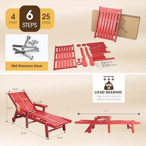 THOEOE Patio Chaise Lounge Chair, HDPE Lounge Chair Outdoor - Image 2
