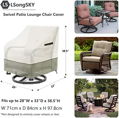 Outdoor Swivel Rocker Chair Cover 2 Pack, Patio Swivel Chair Covers - Image 3