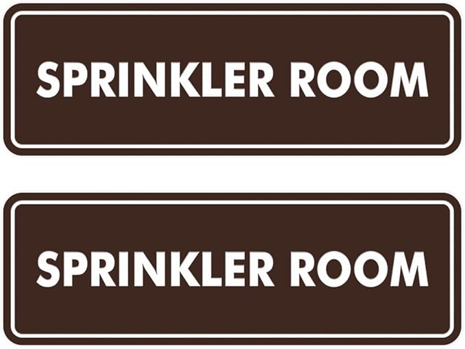 Signs ByLITA Standard Sprinkler Room Sign (Dark Brown) - Small 2 Pack