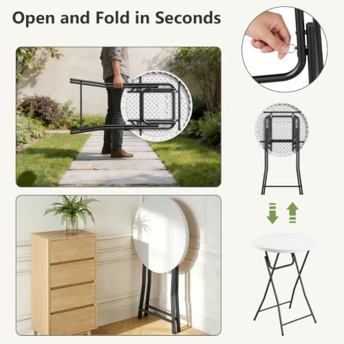 Folding Table, 32 Inch Foldable Cocktail Bar, High Top Round Folding Tables No - Image 6