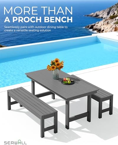 SERWALL 47 Inches Backless Outdoor Bench - Image 5