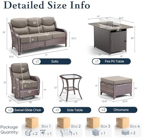 Luxury 6" Thick Cushioned 7 Pieces Patio Furniture Set - Image 2