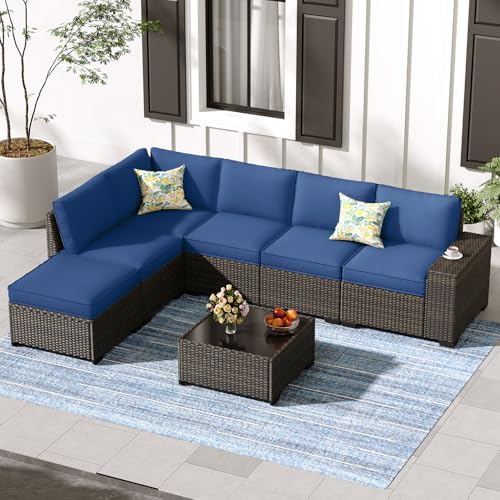 Jing's Villa 7-Piece Patio Furniture Set, All-Weather Outdoor Wicker Sectional by JingsVillaOutdoorFurniture