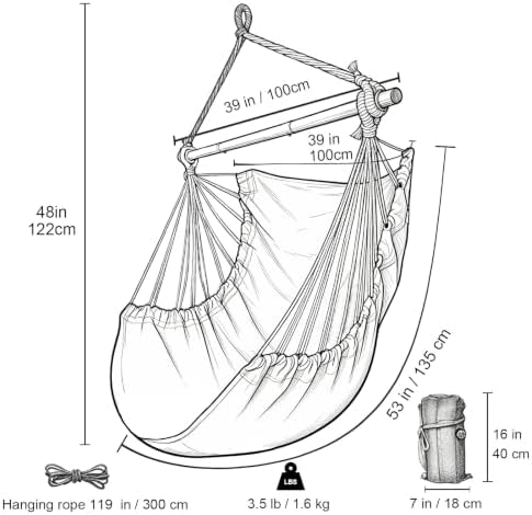 Large Hammock Swing Chair, 39.4 x 53.1in - Image 2
